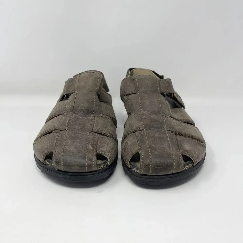 Ecco Cozmo Fisherman Sandal Mens 41/7-7.5 Brown Nubuck Cork‎ Footbed Closed Toe